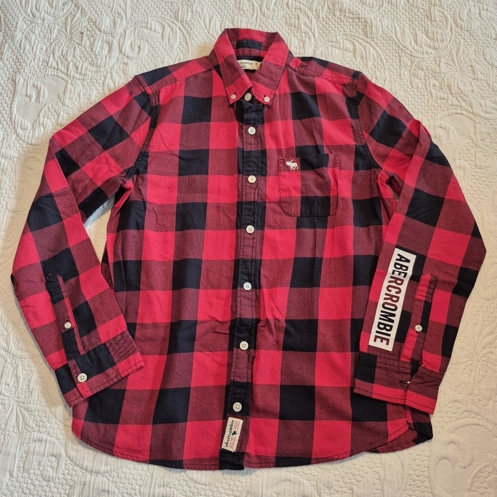 Abercrombie girls size 15/16 Buffalo Plaid long sleeve shirt VVGUC